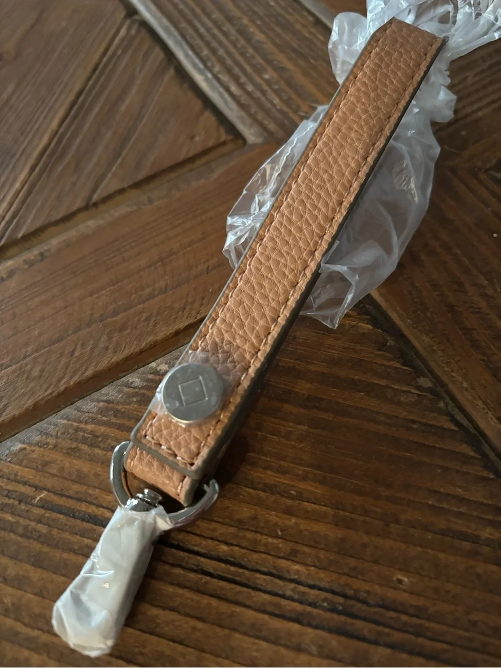 thirty-one Tan Leather Key Strap with Silver Hardware